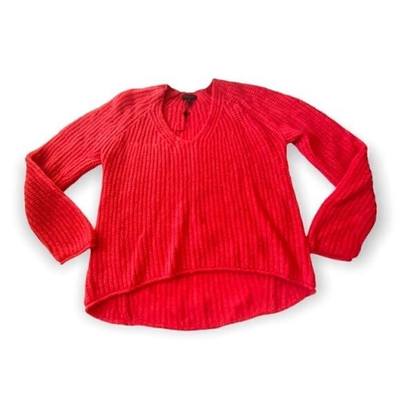 Rag‎ & Bone Joseph V-Neck Sweater Bright Coral, Size M - Picture 4 of 12